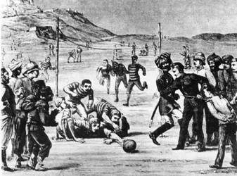 Het leger van India speelt voetbal