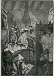 De kunst van glas: de glasmakers. Gravure uit 1885 in 