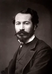 De kunstenaar Edmond-Louis Dupain geportretteerd ter gelegenheid van de Salon van Parijs in 1883