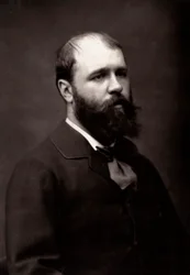 De kunstenaar Jean-Jacques Scherrer gefotografeerd ter gelegenheid van de Salon van Parijs in 1881
