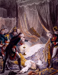 De moord op Paul I Petrovich (1754-1801), Russische tsaar in zijn kamer in het Sint-Michielspaleis