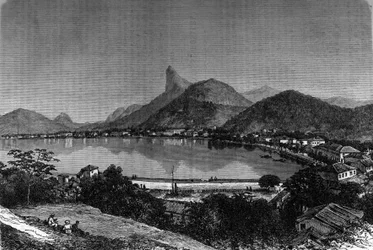 De baai van Rio de Janeiro in Brazilië. Op de achtergrond, 