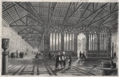 De begraafplaats van Camposanto piazza dei Miracoli in Pisa, Italië. Gravure in 