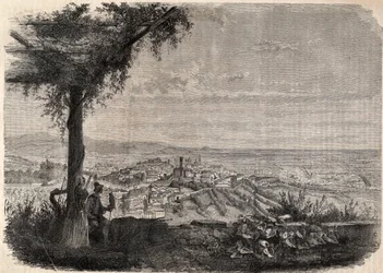 De stad Bergamo rond 1858 - gravure