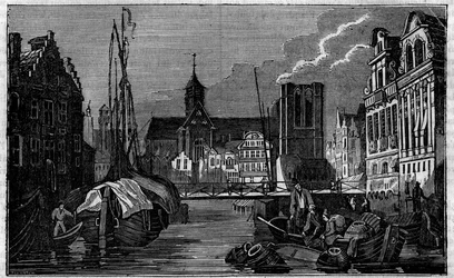 De stad Gent in België in de 19e eeuw.