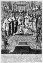 De kroning van George II (1683-1760), koning van Groot-Brittannië en Ierland, 2 oktober