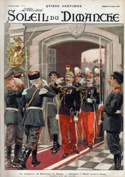 De delegatie van Saint Cyr in Rusland: ontvangst op de Russische militaire school. Gravure in 