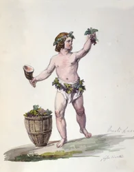 De godheid Bacchus Gravure uit Dizionario mitologico