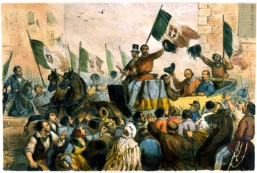 De intocht van Giuseppe Garibaldi in Napels op 7 oktober