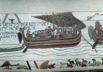 De vloot van Harold, die de hertog van Normandië Willem de Veroveraar (1027-1087) kwam informeren dat hij de opvolger van de Engelse kroon zou zijn na de dood van Edward de Belijder, wordt gevangen in de storm die het op de kust van graaf Guy de P werpt