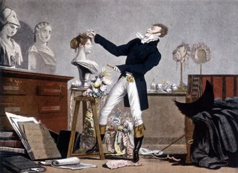 De kapper - lithografie, begin 19e eeuw