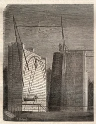 De grote spiegeltelescoop (of leviathan) van William Parsons, Lord Rosse, uit Birr Castle naar Parsonstown (Ierland)