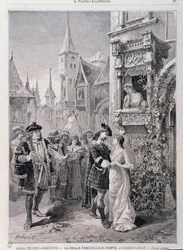 De laatste scène van De Schone Maagd van Perth, opera door Georges Bizet, in het Teatro Argentina in Rome
