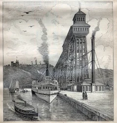 De liften van Weehawken in de Verenigde Staten - Gravure in 