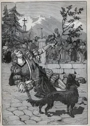 De lindeboom van Fribourg: een soldaat van de Helvetische Confederatie kwam naar Fribourg om de overwinning van Zwitserland tegen Karel de Stoute in de Slag bij Murten op 22 juni 1476 aan te kondigen met een tak van linde van het slagveld. De soldaat stier