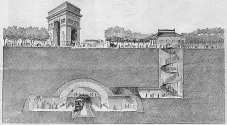 Het metrostation “Etoile” in Parijs. Gravure uit 1895.
