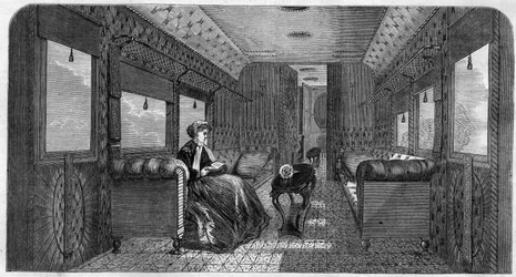De nieuwe wagen van Hare Majesteit de Prinses van Wales voor haar treinreis. Gravure in The Illustrous Universe