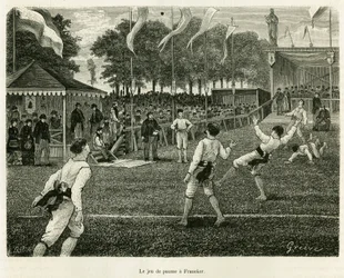 Het palmspel in Franeker (Nederland). Gravure ter illustratie van het verhaal 