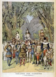 Het toneelstuk "Chilperic" in het theater van Variété in Parijs.