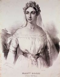 De zangeres Mademoiselle Rossi in de opera La Norma