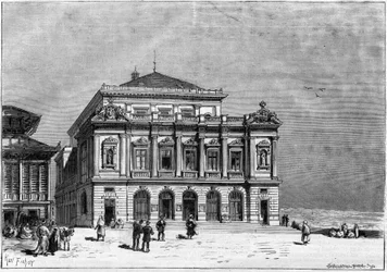 Het theater van Constantine in Algerije gebouwd door architect Paul Jean Gion (1838-1904) tussen 1877 en 1883 - de buitenkant van het theater