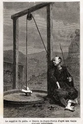 De marteling van de put, het slachtoffer, met het hoofd naar beneden, wordt opgehangen in een waterput, die wordt afgesloten met planken om het volledig donker te maken, de dood treedt pas na ongeveer tien dagen in. Deze marteling werd veel gebruikt tegen 