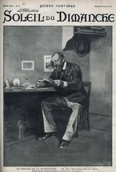 Het proces van het Hooggerechtshof: de heer Paul Deroulede (1846-1914), een Franse schrijver en nationalistische activist die een belangrijke rol speelt in het anti-dreyfusisme, in zijn cel na zijn mislukte staatsgreep op 23 februari. Gravure in 