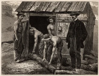 De houtbewerkers van de Montchanin-mijn