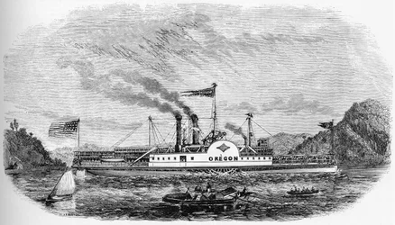 Geschiedenis van de VS: Stoomboot - Oregon (gravure)