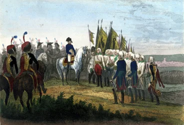 Overgave van Ulm. 20/10/1805. Het Oostenrijkse leger versloeg de troepen van Napoleon (gravure 19e eeuw)