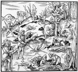 Gebruik van de magische emmer om naar de schatten van de aarde te zoeken - in „Het boek der mijnen” van Agricola