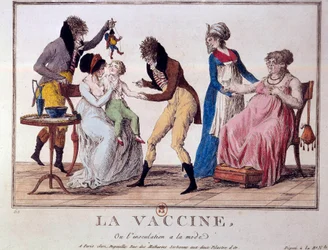 Vaccinatie of inoculatie is in de mode. Gravure uit het begin van de 19e eeuw. Parijs, B.N.