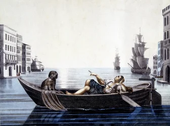 Venetië, in de ochtend. 19e-eeuwse gravure
