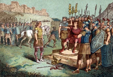 Vercingetorix, Gallische leider, begaf zich in 52 v.Chr. naar Julius Caesar.