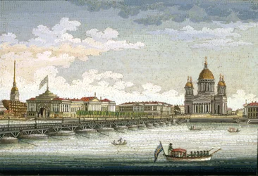 Gezicht vanaf de rivier de Neva over het Sint-Isaaksplein en de Sint-Isaaksbrug, door Jegor Jakovlevitsj Vekler (1800-61)