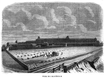 Uitzicht op Bicetre nabij Parijs in 1858.