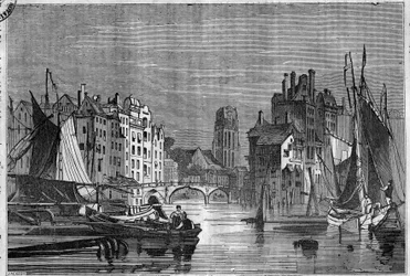 Gezicht op Rotterdam, Nederland. Gravure uit 1836