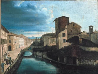 Uitzicht op het San Gerolamo-kanaal in Milaan