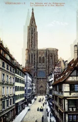 Zicht op de kathedraal van Straatsburg aan het einde van de 19e eeuw
