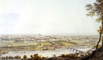 Uitzicht op Turijn. Gravure 1810.