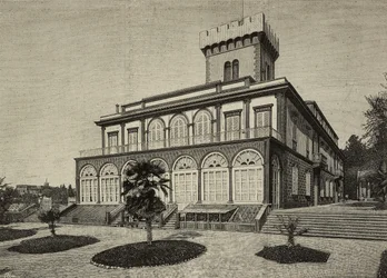Gezicht op Villa Fabbricotti, waar koningin Victoria (1819-1901) een tijd verbleef, Florence, Italië, gravure van een foto door G Brogi uit L