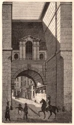 Uitzicht op een Renaissance gebouw uit de periode van Hendrik II in de Nazarethstraat in Parijs, Frankrijk