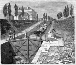 Uitzicht op het Canal Saint Martin in de buurt van Parijs