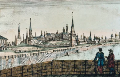 Uitzicht op het Kremlin in Moskou, uit "Reizen" door Edouard de Montule