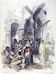 Zicht op de ghetto van Rome in 1830
