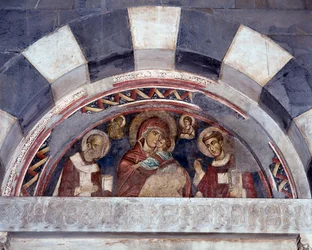 Maagd tussen Sint Nicolaas en Sint Laurentius