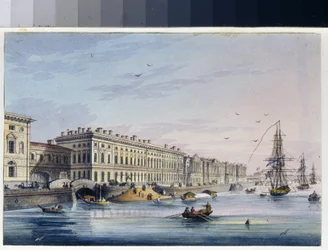 Uitzicht op de paleiskade in Sint-Petersburg (Rusland)