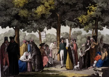 Wandeling langs de Ramblas in Barcelona. 1820.