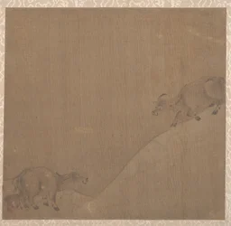 Waterbuffels (albumblad; inkt op zijde)
