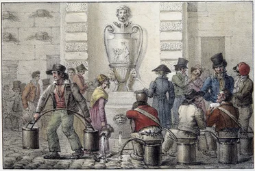 Waterdragers bij de fontein